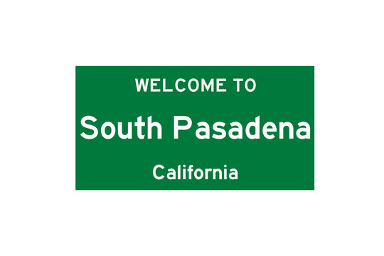 South Pasadena, California, USA. City Limit Sign On Transparent Background. 