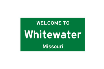 Whitewater, Missouri, USA. City limit sign on transparent background. 