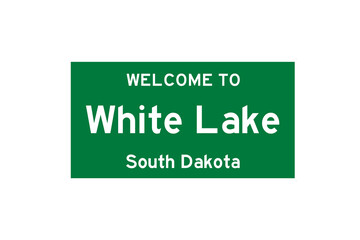 White Lake, South Dakota, USA. City limit sign on transparent background. 