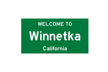 Winnetka, California, USA. City limit sign on transparent background. 