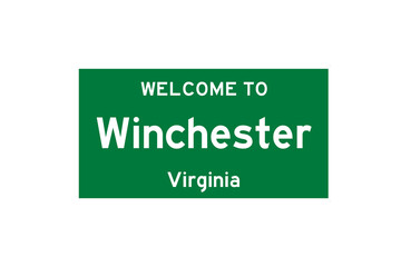 Winchester, Virginia, USA. City limit sign on transparent background. 