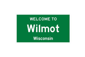 Wilmot, Wisconsin, USA. City limit sign on transparent background. 