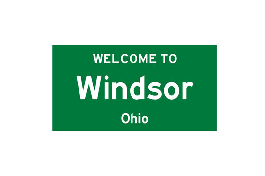 Windsor, Ohio, USA. City limit sign on transparent background. 
