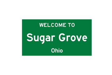 Sugar Grove, Ohio, USA. City limit sign on transparent background. 