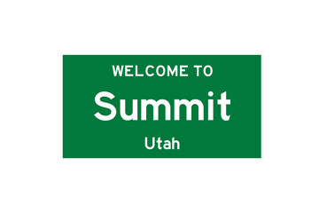 Summit, Utah, USA. City limit sign on transparent background. 