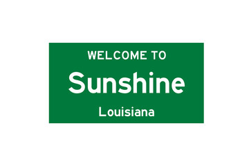 Sunshine, Louisiana, USA. City limit sign on transparent background. 