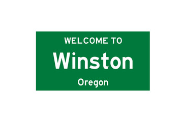 Winston, Oregon, USA. City limit sign on transparent background. 