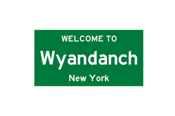 Wyandanch, New York, USA. City limit sign on transparent background. 