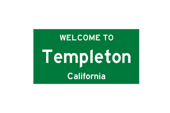 Templeton, California, USA. City limit sign on transparent background. 