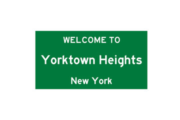 Yorktown Heights, New York, USA. City limit sign on transparent background. 