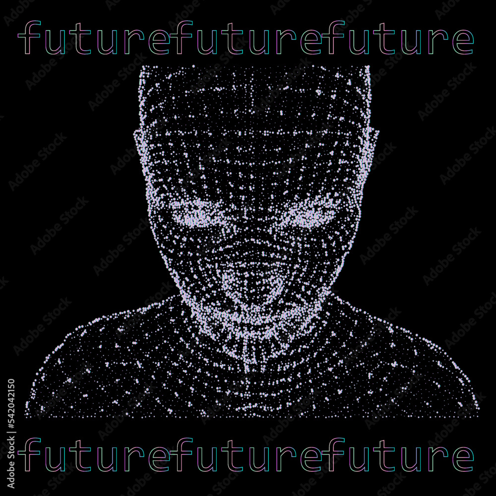 Aufkleber 3d vector illustration of the human face. conceptual image of the artificial intelligence.