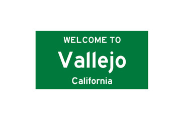 Vallejo, California, USA. City limit sign on transparent background. 