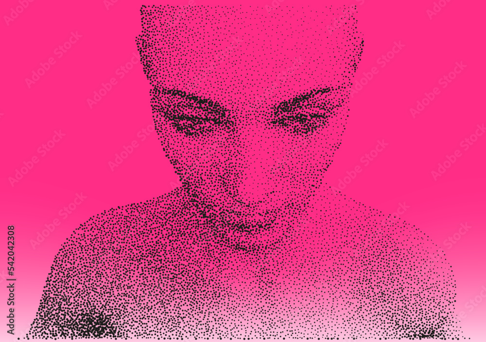 Poster 3d vector illustration of the human face. conceptual image of the artificial intelligence.
