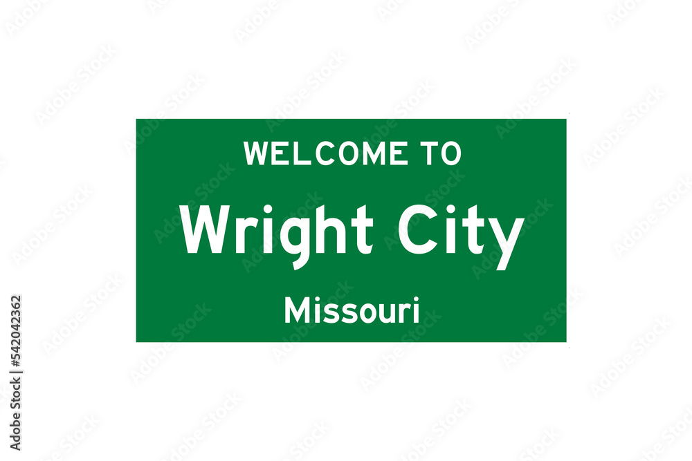 Wall mural wright city, missouri, usa. city limit sign on transparent background.