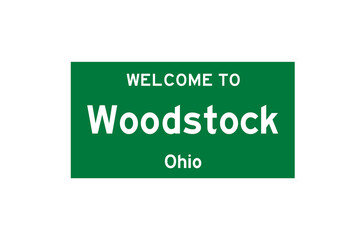 Woodstock, Ohio, USA. City limit sign on transparent background. 