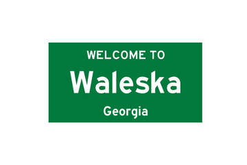 Waleska, Georgia, USA. City limit sign on transparent background. 
