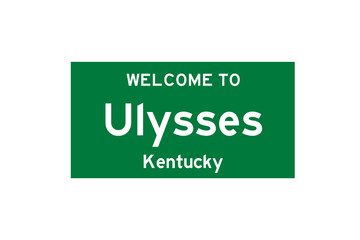 Ulysses, Kentucky, USA. City limit sign on transparent background. 