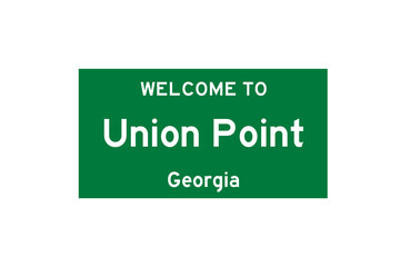 Union Point, Georgia, USA. City limit sign on transparent background. 