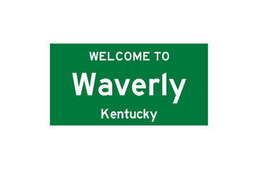 Waverly, Kentucky, USA. City limit sign on transparent background. 