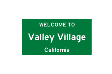 Valley Village, California, USA. City limit sign on transparent background. 