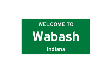 Wabash, Indiana, USA. City limit sign on transparent background. 