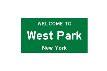West Park, New York, USA. City limit sign on transparent background. 