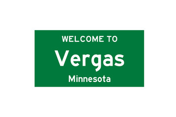 Vergas, Minnesota, USA. City limit sign on transparent background. 