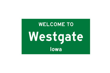 Westgate, Iowa, USA. City limit sign on transparent background. 