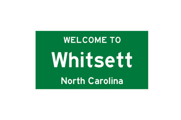 Whitsett, North Carolina, USA. City limit sign on transparent background. 