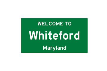 Whiteford, Maryland, USA. City limit sign on transparent background. 