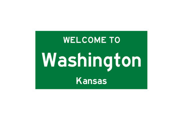 Washington, Kansas, USA. City limit sign on transparent background. 