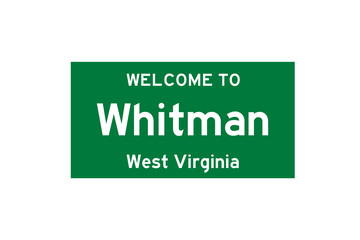 Whitman, West Virginia, USA. City limit sign on transparent background. 