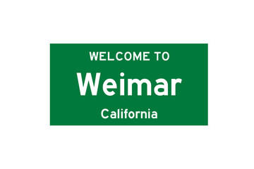 Weimar, California, USA. City limit sign on transparent background. 