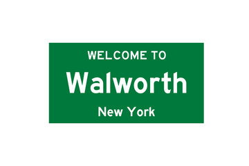 Walworth, New York, USA. City limit sign on transparent background. 