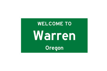 Warren, Oregon, USA. City limit sign on transparent background. 