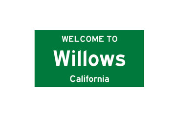 Willows, California, USA. City limit sign on transparent background. 