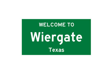 Wiergate, Texas, USA. City limit sign on transparent background. 