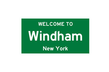 Windham, New York, USA. City limit sign on transparent background. 