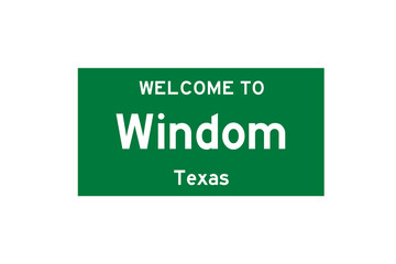 Windom, Texas, USA. City limit sign on transparent background. 