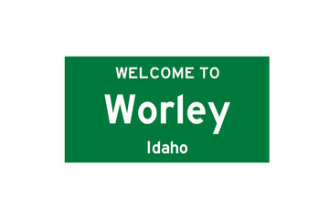 Worley, Idaho, USA. City limit sign on transparent background. 