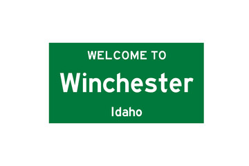 Winchester, Idaho, USA. City limit sign on transparent background. 
