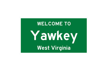 Yawkey, West Virginia, USA. City limit sign on transparent background. 