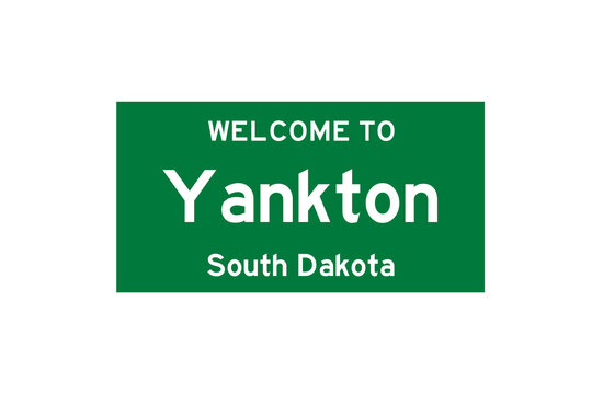 Yankton, South Dakota, USA. City limit sign on transparent background. 