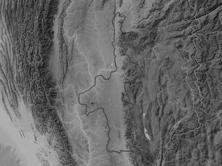 Mandalay, Myanmar. Grayscale. No legend