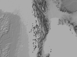 Tanintharyi, Myanmar. Grayscale. No legend