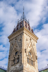 Fototapeta na wymiar Towers of the East Block on Canada's Parliament Hill seen rising gracefully on a beautiful day.