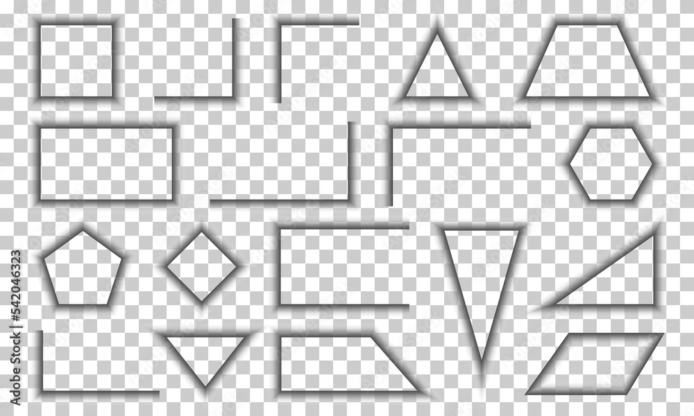 Poster Shadow rectangle set, transparent card frame. Paper effect, banner shape, border object template. Page edge, shades different form collection. Poster gradient graphic. Vector background set