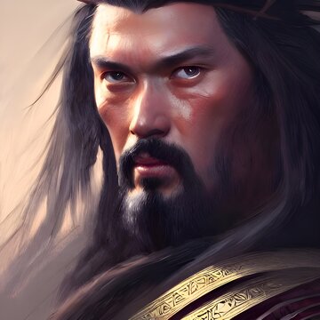 Illustrated portrait of Attila the Hun. High quality illustration