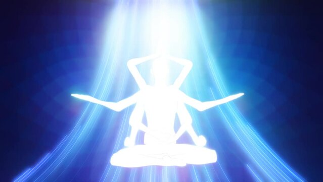 Looped 3d animation multi-armed goddess meditates