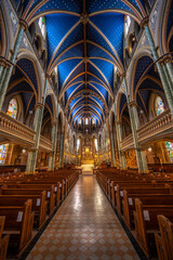 Fototapeta na wymiar Interior of the Notre-Dame Cathedral Basilica is an ecclesiastic basilica in Ottawa, Canada was designated a National Historic Site of Canada in 1990.